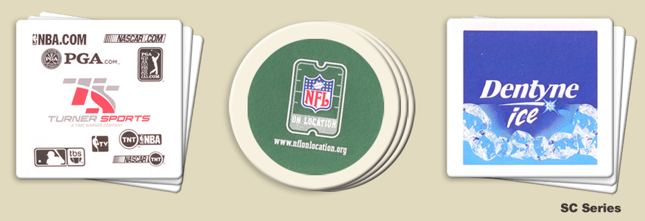 40, 60 and 80 point round and square custom pulpboard coasters